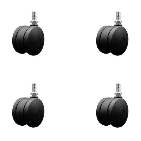 Service Caster 3'' Office Chair Casters Nylon Twin Wheel 1/2 Threaded Stem , 4PK SCC-UHTS02S75-NYS-121310-4